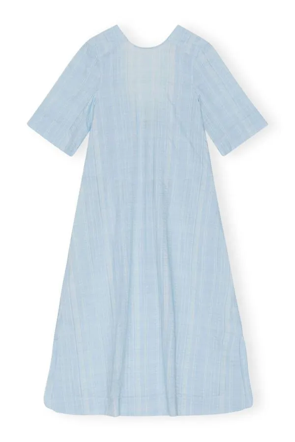Clothing GANNI Dresses Seersucker Check Maxi Dress Ice Water Clothing GANNI Dresses Seersucker Check Maxi Dress Ice Water