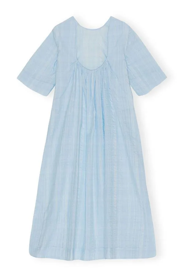 Clothing GANNI Dresses Seersucker Check Maxi Dress Ice Water Clothing GANNI Dresses Seersucker Check Maxi Dress Ice Water