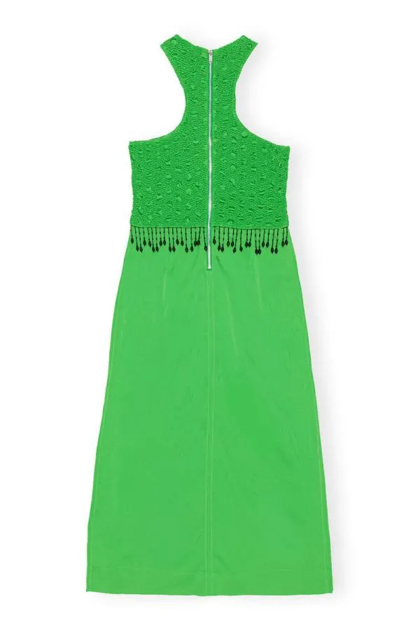 Clothing GANNI Dresses Smocked Satin Maxi Dress Classic Green Clothing GANNI Dresses Smocked Satin Maxi Dress Classic Green