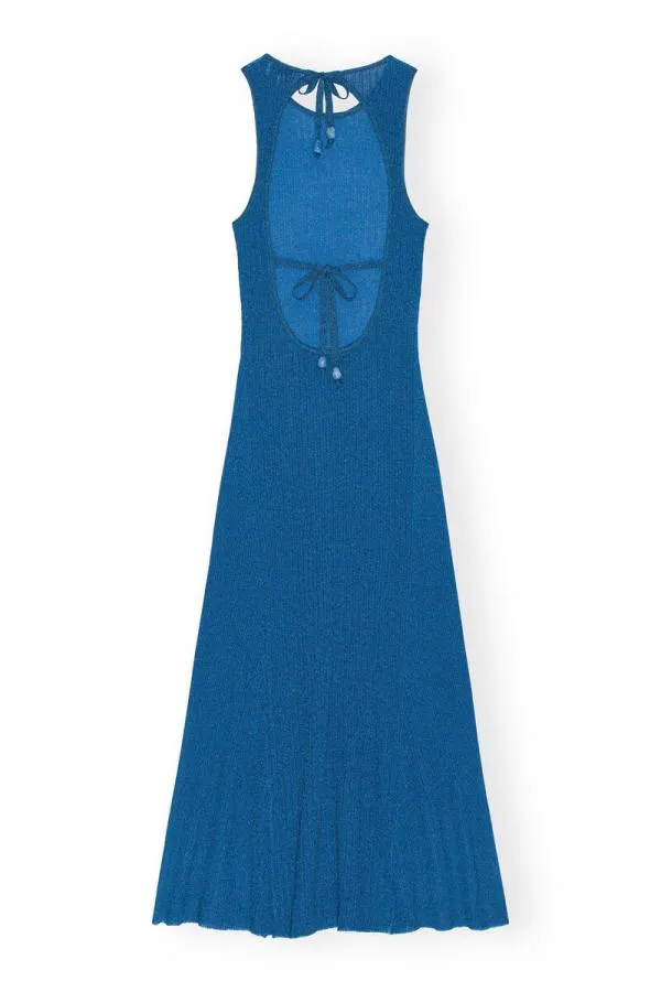 Clothing GANNI Dresses Sparkle Rib Open Back Dress Brilliant Blue Clothing GANNI Dresses Sparkle Rib Open Back Dress Brilliant Blue
