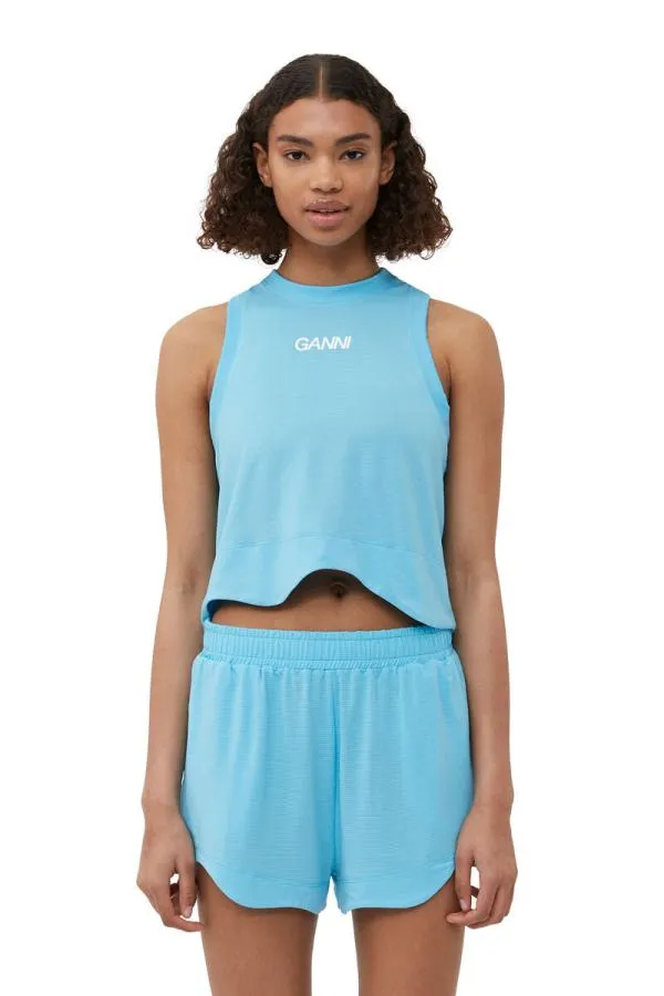 Clothing GANNI Extended Sizes Active Mesh Top Ethereal Blue