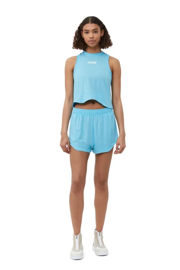 Clothing GANNI Extended Sizes Active Mesh Top Ethereal Blue
