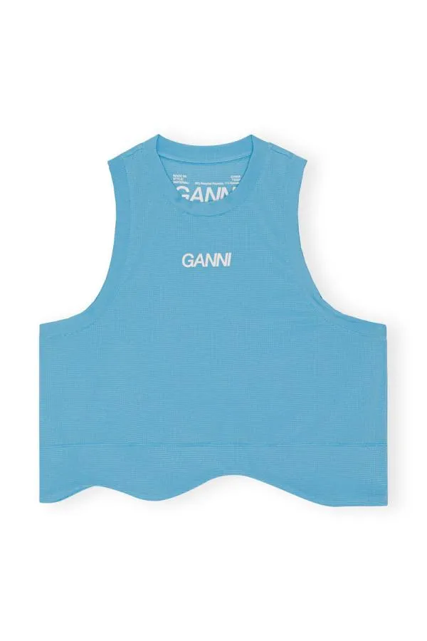 Clothing GANNI Extended Sizes Active Mesh Top Ethereal Blue
