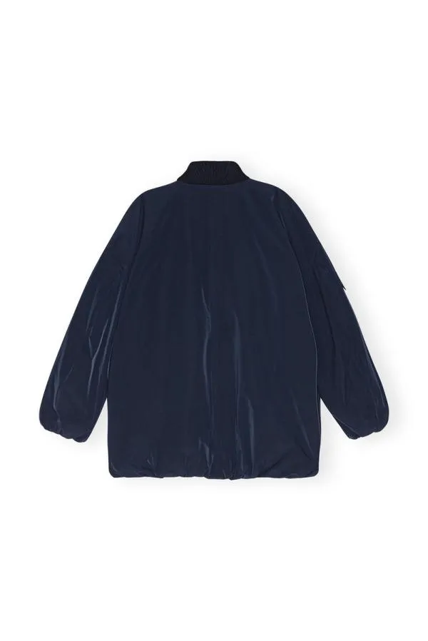 Clothing GANNI Extended Sizes Blue Twill Oversized Bomber Jacket Sky Captain