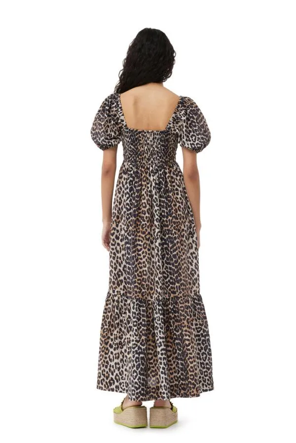 Clothing GANNI Extended Sizes Silk Smock Maxi Dress Leopard
