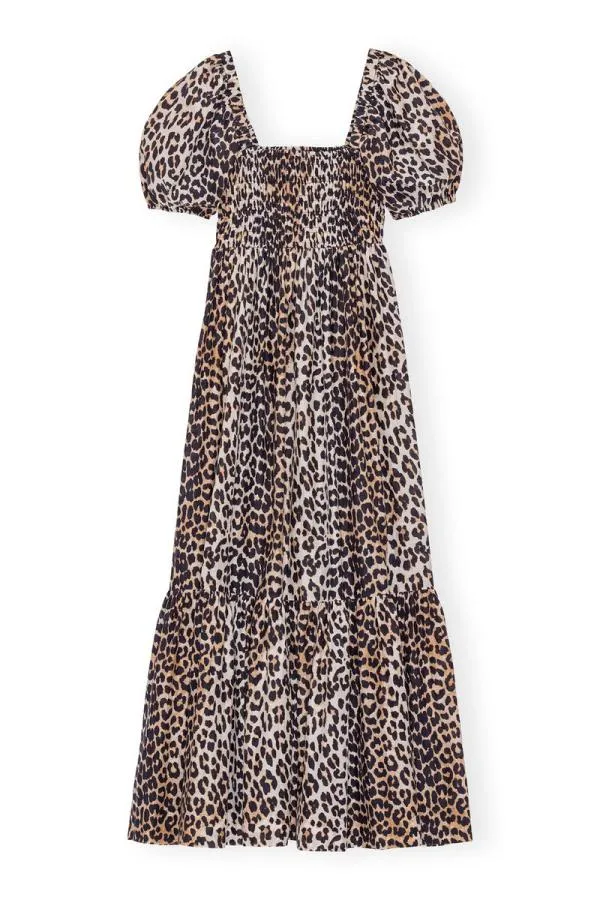 Clothing GANNI Extended Sizes Silk Smock Maxi Dress Leopard