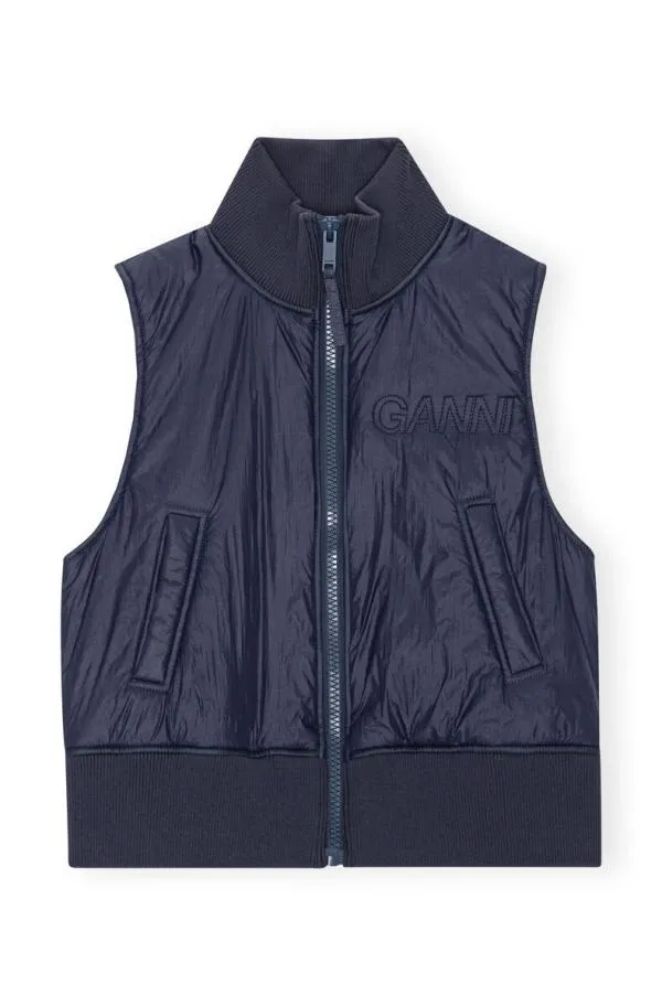 Clothing GANNI Outerwear Light Padded Vest Sky Captain Clothing GANNI Outerwear Light Padded Vest Sky Captain