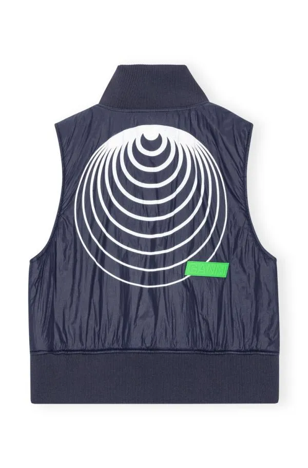 Clothing GANNI Outerwear Light Padded Vest Sky Captain Clothing GANNI Outerwear Light Padded Vest Sky Captain