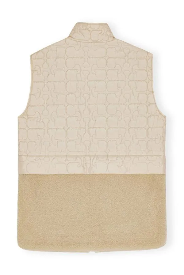 Clothing GANNI Outerwear Ripstop Quilt Fleece Vest Oyster Gray