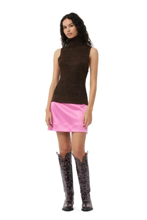 Clothing GANNI Skirts Double Satin Mini Skirt Wild Orchid