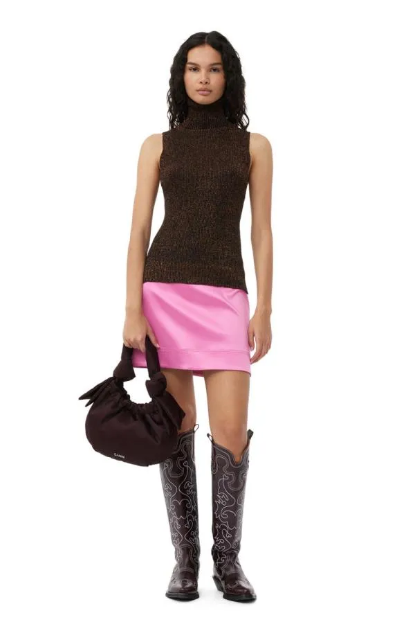 Clothing GANNI Skirts Double Satin Mini Skirt Wild Orchid