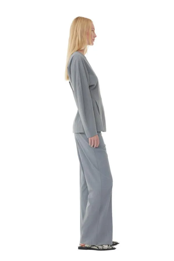 Clothing GANNI Suiting Grey Drapey Melange Fitted Blazer Paloma Melange Clothing GANNI Suiting Grey Drapey Melange Fitted Blazer Paloma Melange