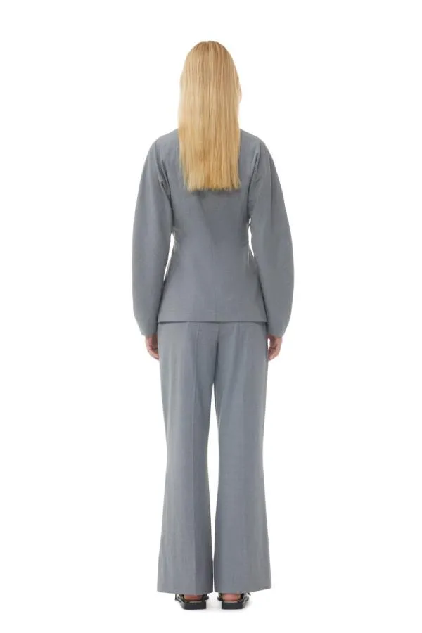 Clothing GANNI Suiting Grey Drapey Melange Fitted Blazer Paloma Melange Clothing GANNI Suiting Grey Drapey Melange Fitted Blazer Paloma Melange