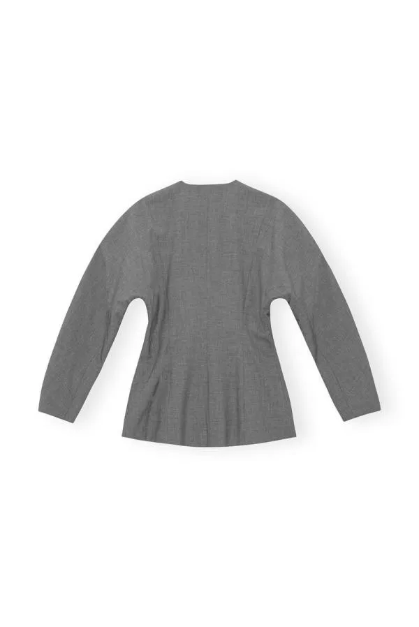 Clothing GANNI Suiting Grey Drapey Melange Fitted Blazer Paloma Melange Clothing GANNI Suiting Grey Drapey Melange Fitted Blazer Paloma Melange