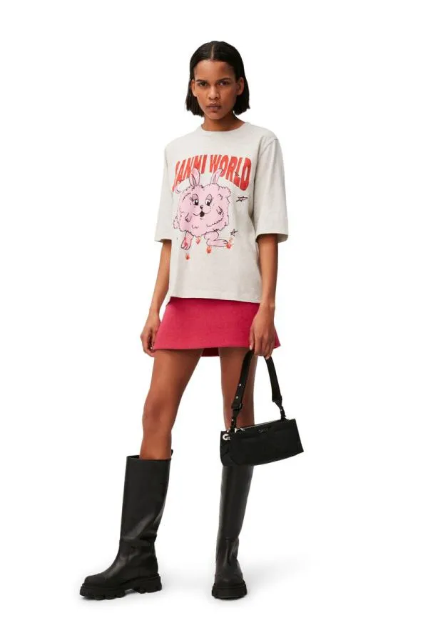 Clothing GANNI TShirts Bunny Tshirt Grey Melangenature
