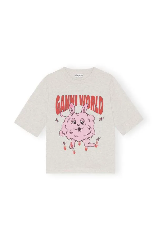 Clothing GANNI TShirts Bunny Tshirt Grey Melangenature Clothing GANNI TShirts Bunny Tshirt Grey Melangenature