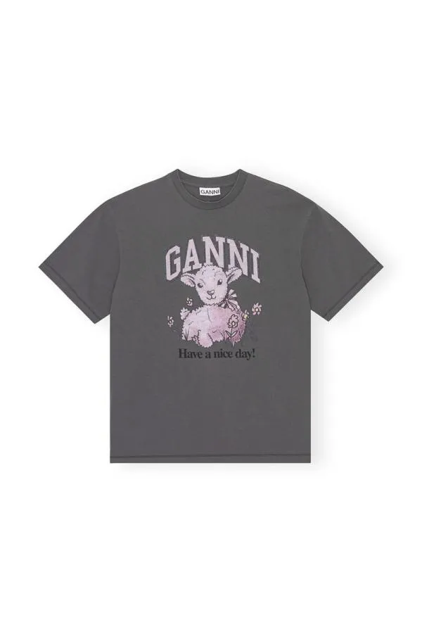 Clothing GANNI TShirts Grey Future Relaxed Lamb Tshirt Volcanic Ash Clothing GANNI TShirts Grey Future Relaxed Lamb Tshirt Volcanic Ash