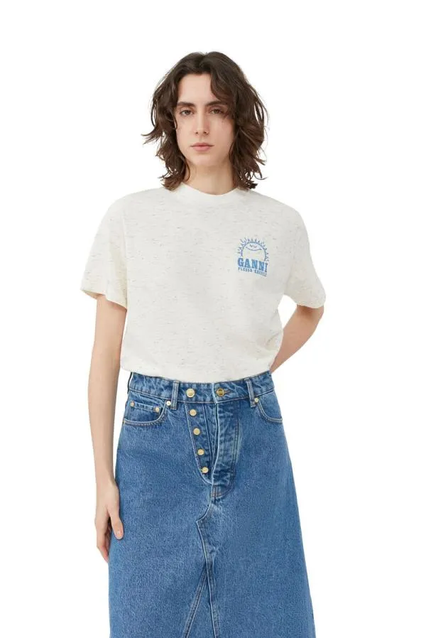 Clothing GANNI TShirts Relaxed Dotted Tshirt Egret