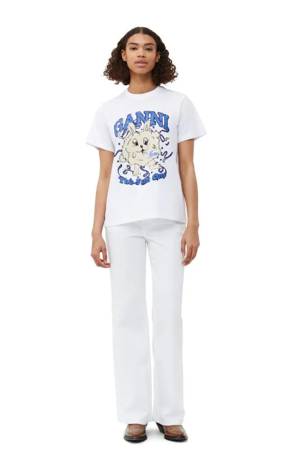 Clothing GANNI TShirts Relaxed Fun Bunny Tshirt Bright White