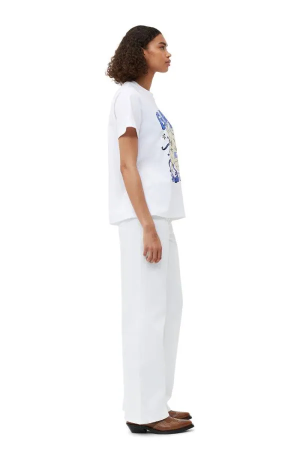 Clothing GANNI TShirts Relaxed Fun Bunny Tshirt Bright White Clothing GANNI TShirts Relaxed Fun Bunny Tshirt Bright White