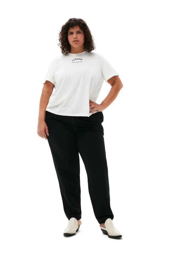 Clothing GANNI TShirts White Relaxed Oneck Tshirt Bright White Clothing GANNI TShirts White Relaxed Oneck Tshirt Bright White