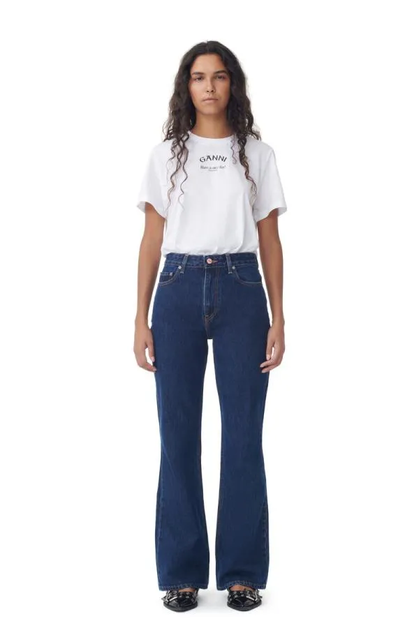Clothing GANNI TShirts White Relaxed Oneck Tshirt Bright White Clothing GANNI TShirts White Relaxed Oneck Tshirt Bright White