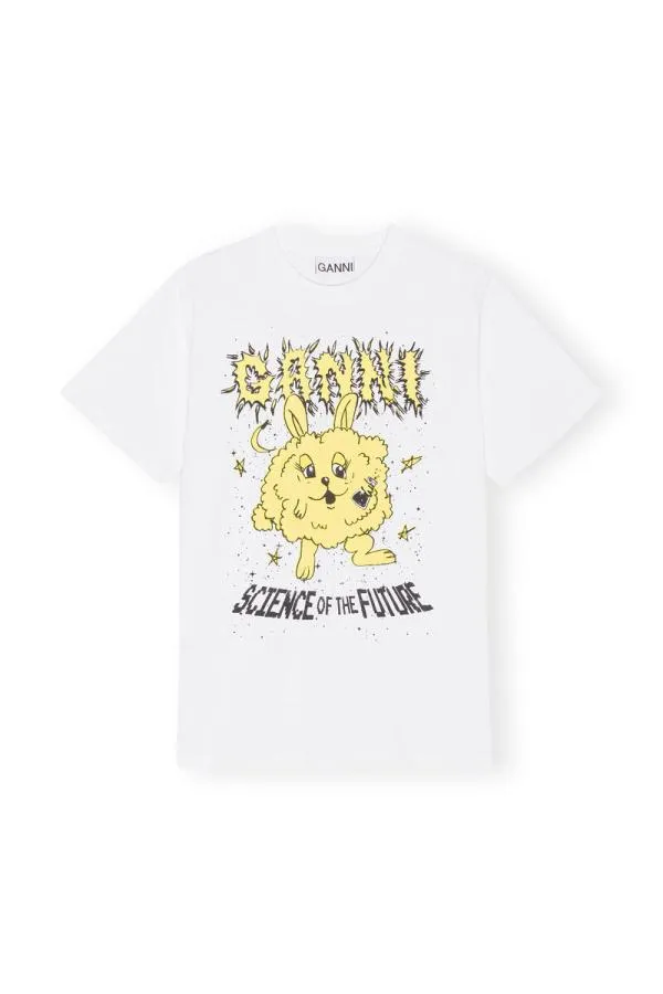 Clothing GANNI TShirts Yellow Relaxed Bunny Tshirt Bright White