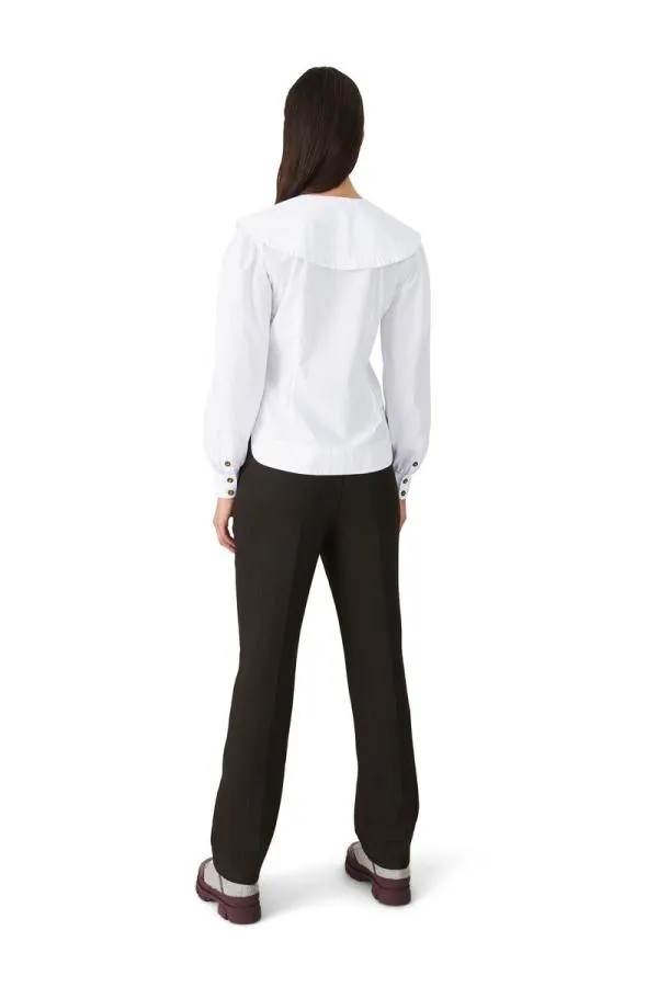 Clothing GANNI Tops Frill Collar Poplin Shirt Bright White