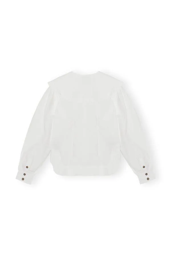 Clothing GANNI Tops Frill Collar Poplin Shirt Bright White