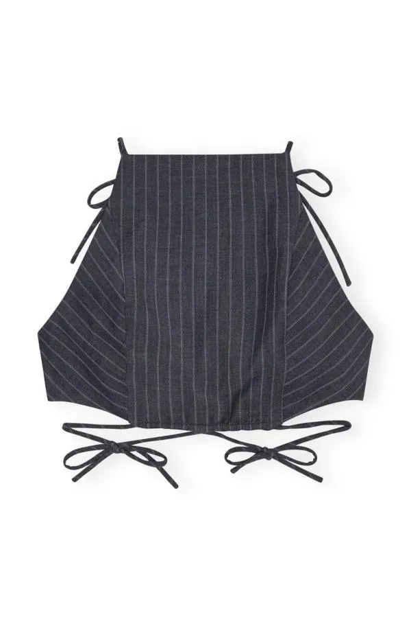 Clothing GANNI Tops Stretch Stripe String Top Gray Pinstripe