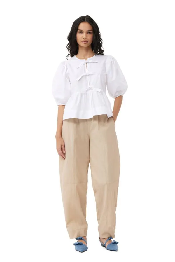 Clothing GANNI Trousers Beige Elasticated Curve Trousers Safari