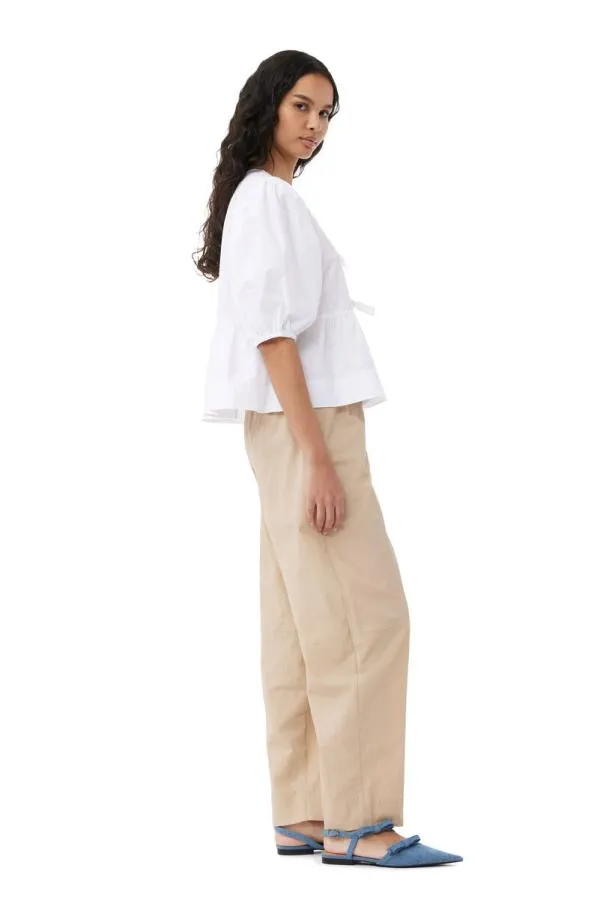 Clothing GANNI Trousers Beige Elasticated Curve Trousers Safari