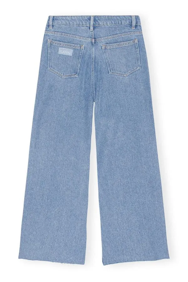 Clothing GANNI Trousers Heavy Denim Wide Drawstring Jeans Light Blue Stone Clothing GANNI Trousers Heavy Denim Wide Drawstring Jeans Light Blue Stone