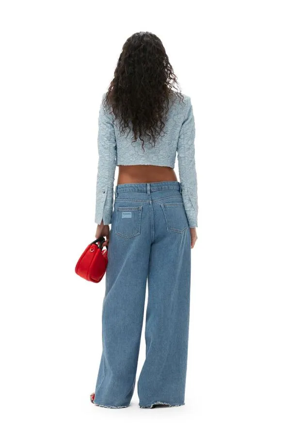Clothing GANNI Trousers Heavy Denim Wide Drawstring Jeans Light Blue Stone Clothing GANNI Trousers Heavy Denim Wide Drawstring Jeans Light Blue Stone