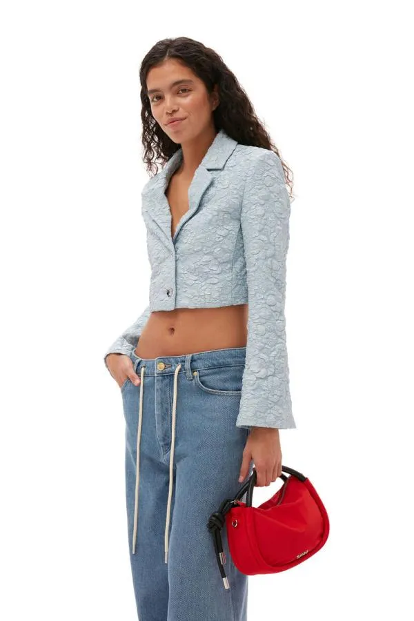 Clothing GANNI Trousers Heavy Denim Wide Drawstring Jeans Light Blue Stone Clothing GANNI Trousers Heavy Denim Wide Drawstring Jeans Light Blue Stone