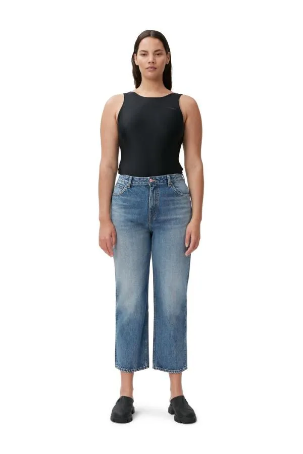 Clothing GANNI Trousers Rigid Denim Misy Cropped Mid Blue Vintage
