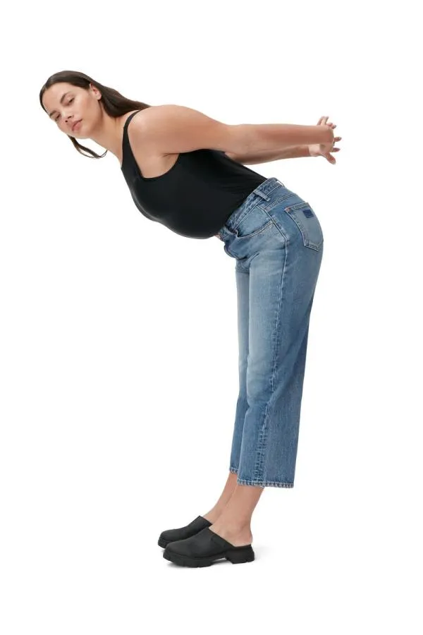 Clothing GANNI Trousers Rigid Denim Misy Cropped Mid Blue Vintage