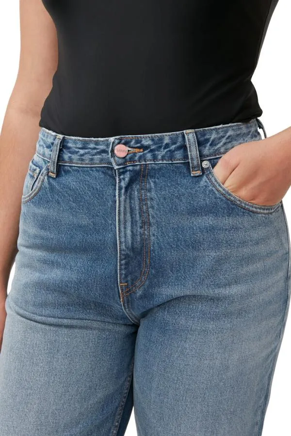 Clothing GANNI Trousers Rigid Denim Misy Cropped Mid Blue Vintage