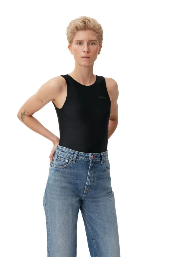 Clothing GANNI Trousers Rigid Denim Misy Cropped Mid Blue Vintage