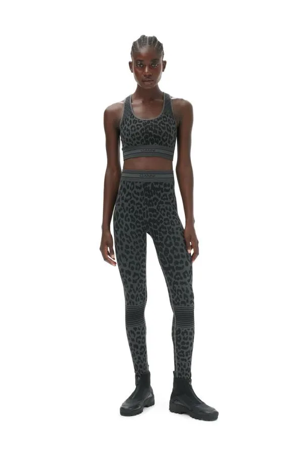 Clothing GANNI Trousers Seamless Jacquard Leggings Black