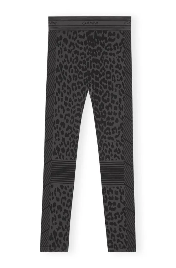 Clothing GANNI Trousers Seamless Jacquard Leggings Black