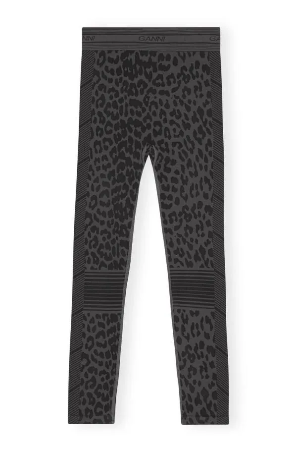 Clothing GANNI Trousers Seamless Jacquard Leggings Black