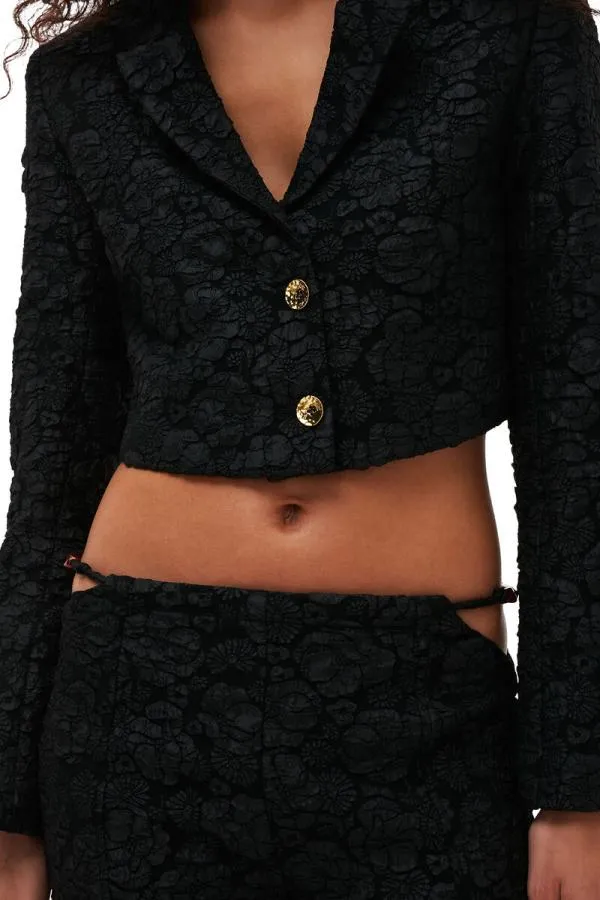 Clothing GANNI Trousers Stretch Jacquard Flared Trousers Black Clothing GANNI Trousers Stretch Jacquard Flared Trousers Black