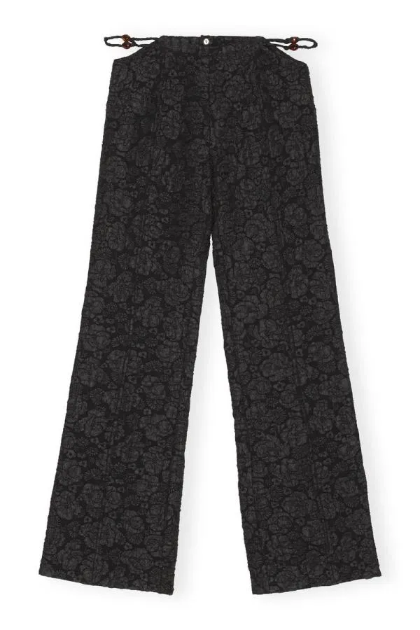 Clothing GANNI Trousers Stretch Jacquard Flared Trousers Black Clothing GANNI Trousers Stretch Jacquard Flared Trousers Black
