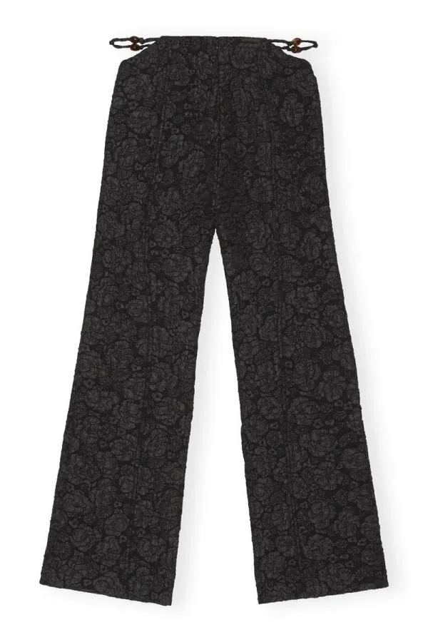 Clothing GANNI Trousers Stretch Jacquard Flared Trousers Black Clothing GANNI Trousers Stretch Jacquard Flared Trousers Black