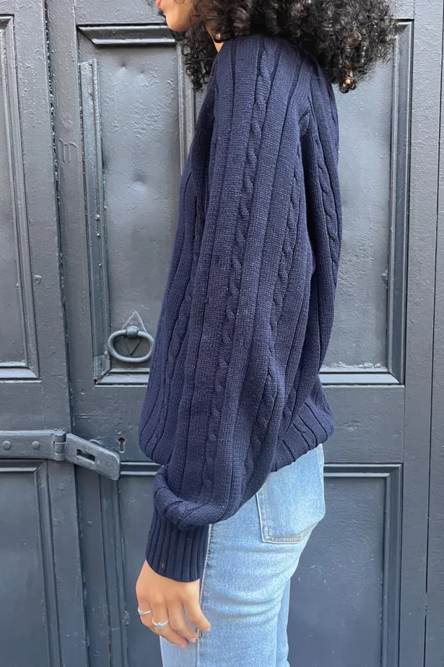 Clothing Ida Cotton Cable Knit VNeck Sweater Brandy Melville SWEATERS
