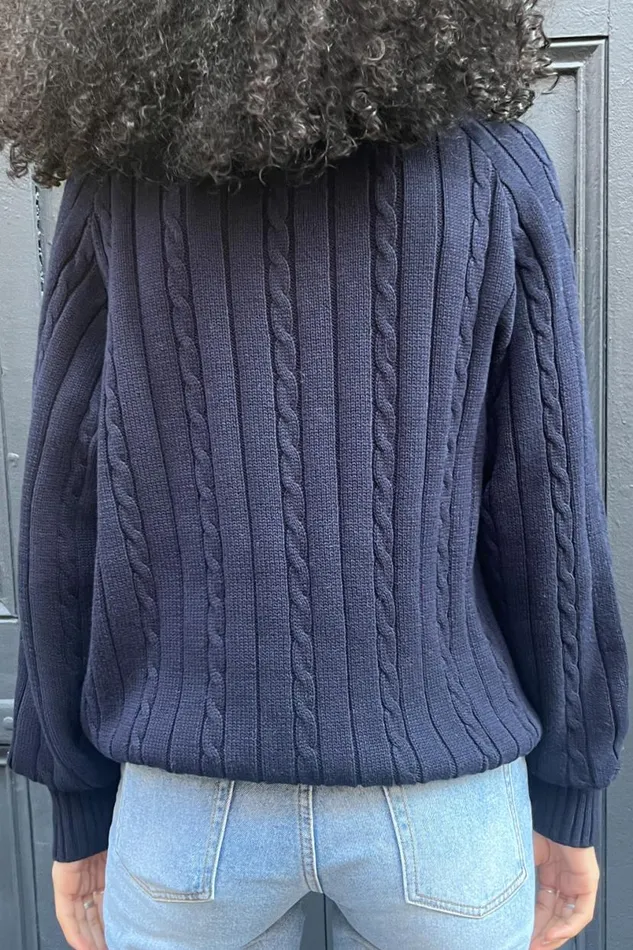 Clothing Ida Cotton Cable Knit VNeck Sweater Brandy Melville SWEATERS