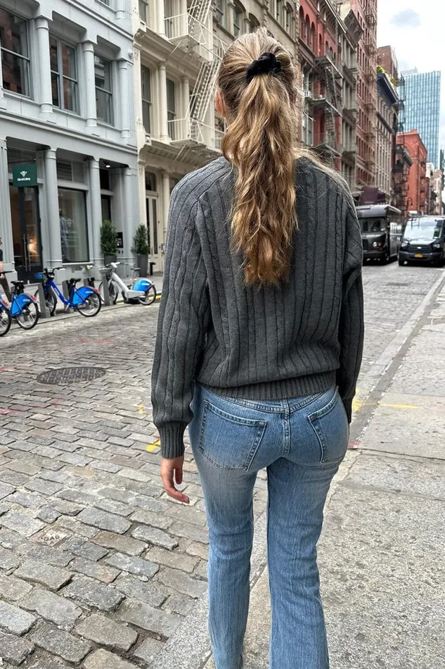 Clothing Ida Cotton Cable Knit VNeck Sweater Brandy Melville SWEATERS