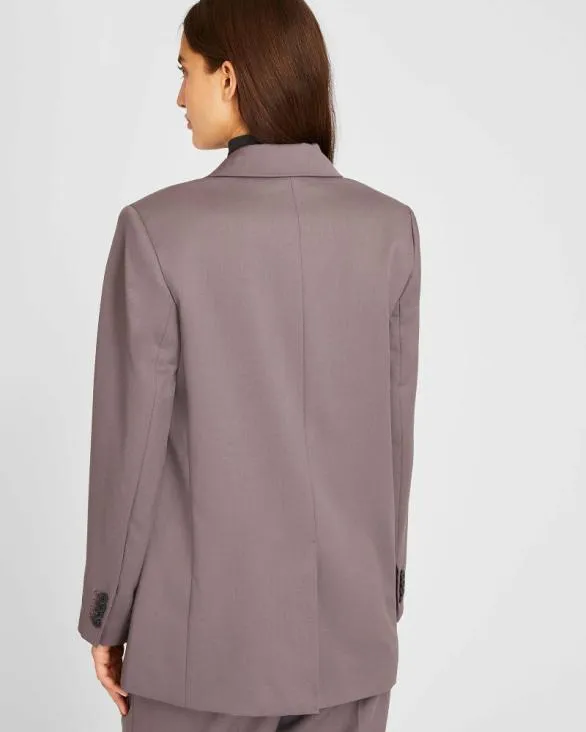 Club Monaco Blazers and Suiting Lightweight Wool Relaxed Double Breasted Blazer Dark Purple 8211 Women