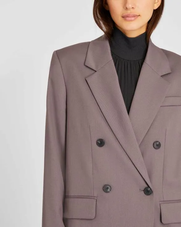 Club Monaco Blazers and Suiting Lightweight Wool Relaxed Double Breasted Blazer Dark Purple 8211 Women